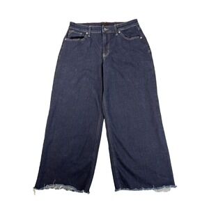 Edgely Women's 14 Dark Wash Cropped Wide Leg Denim Jeans Loose Urban Streetwear